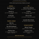 Cocktail menu based on The Thin Man movie