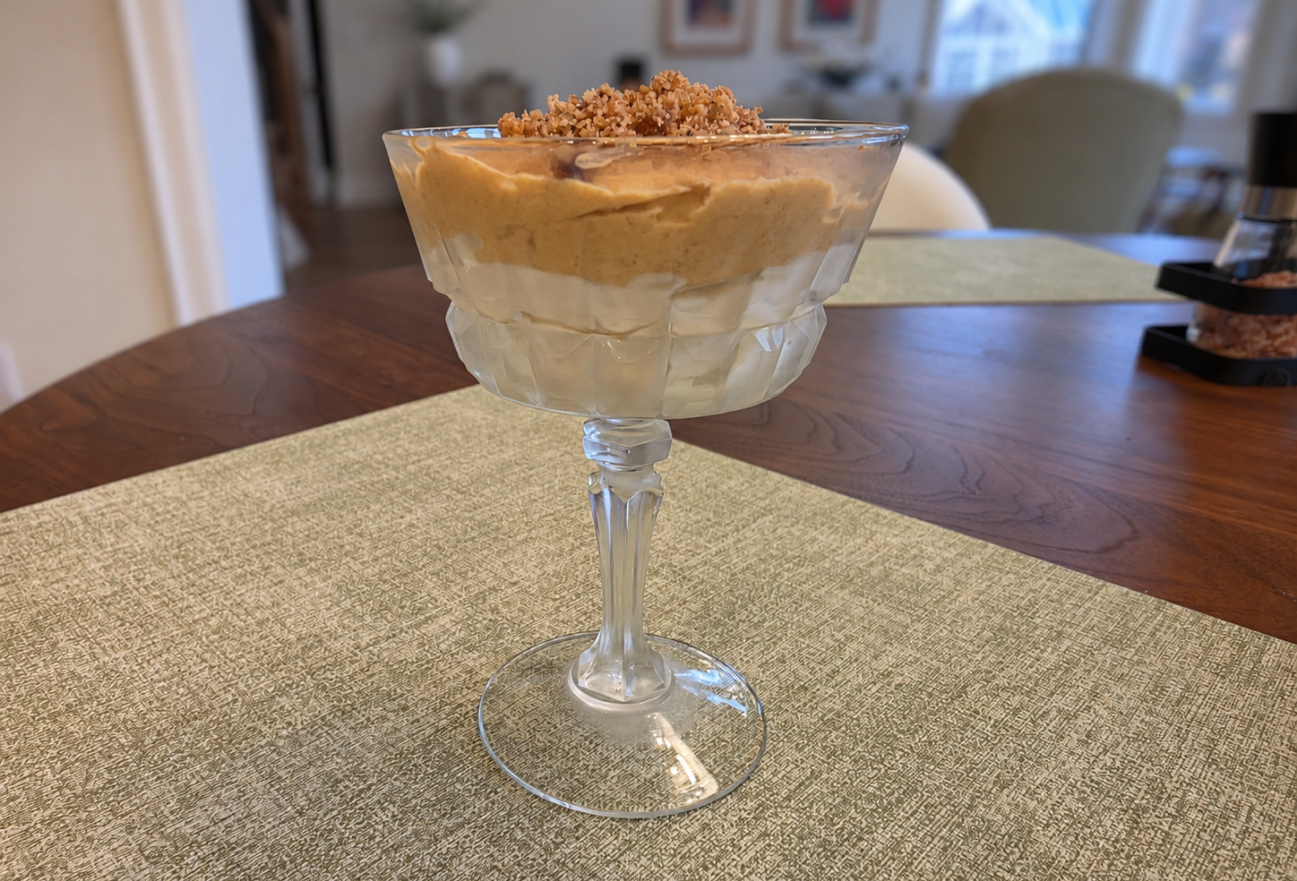 Pumpkin cheesecake parfait in coupe