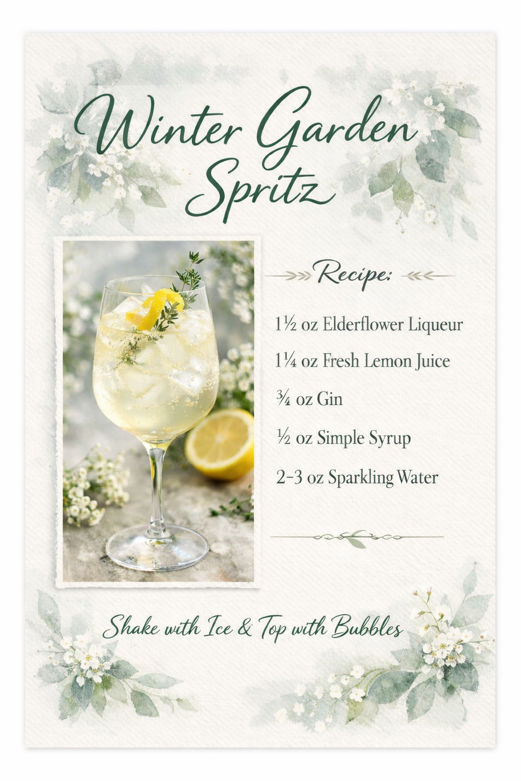 Winter Garden Spritz Menu
