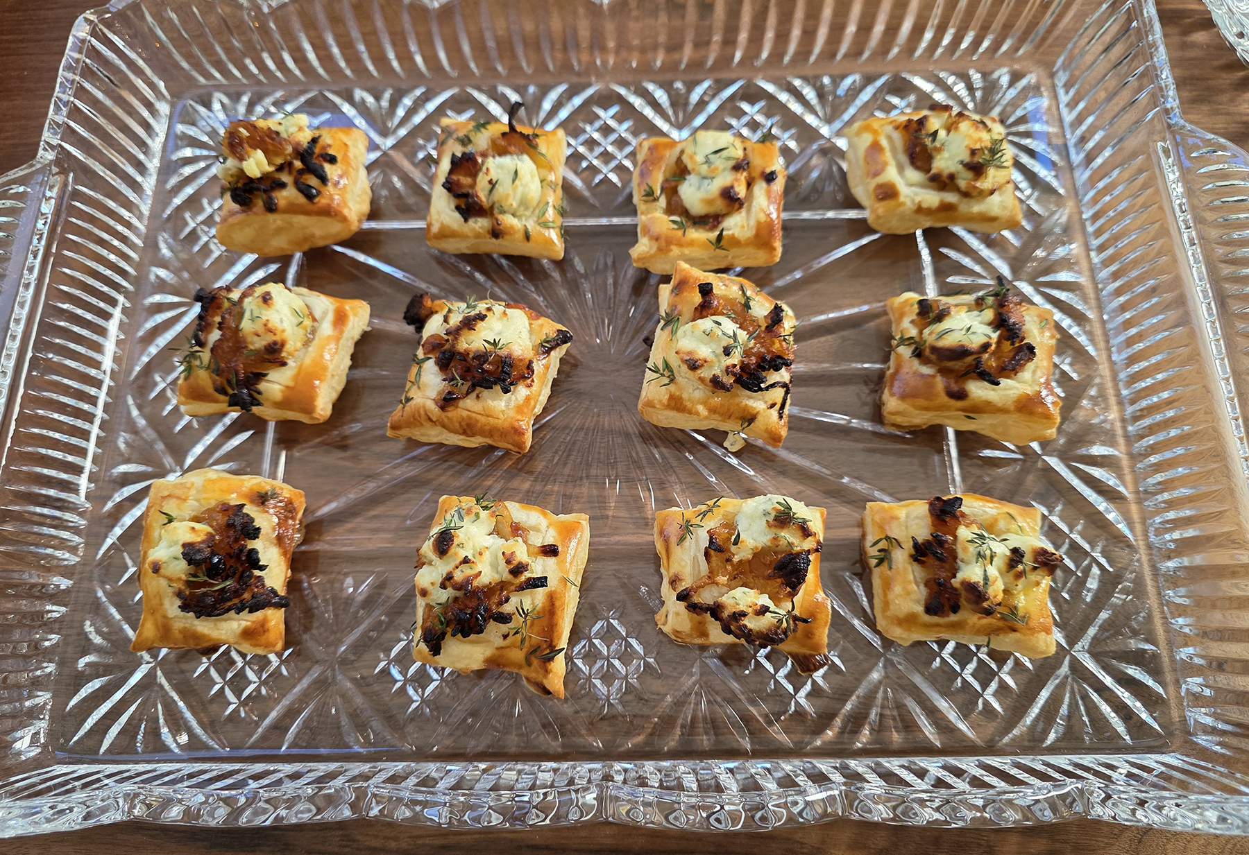 Boursin Onion Puff Pastry Apps on plate