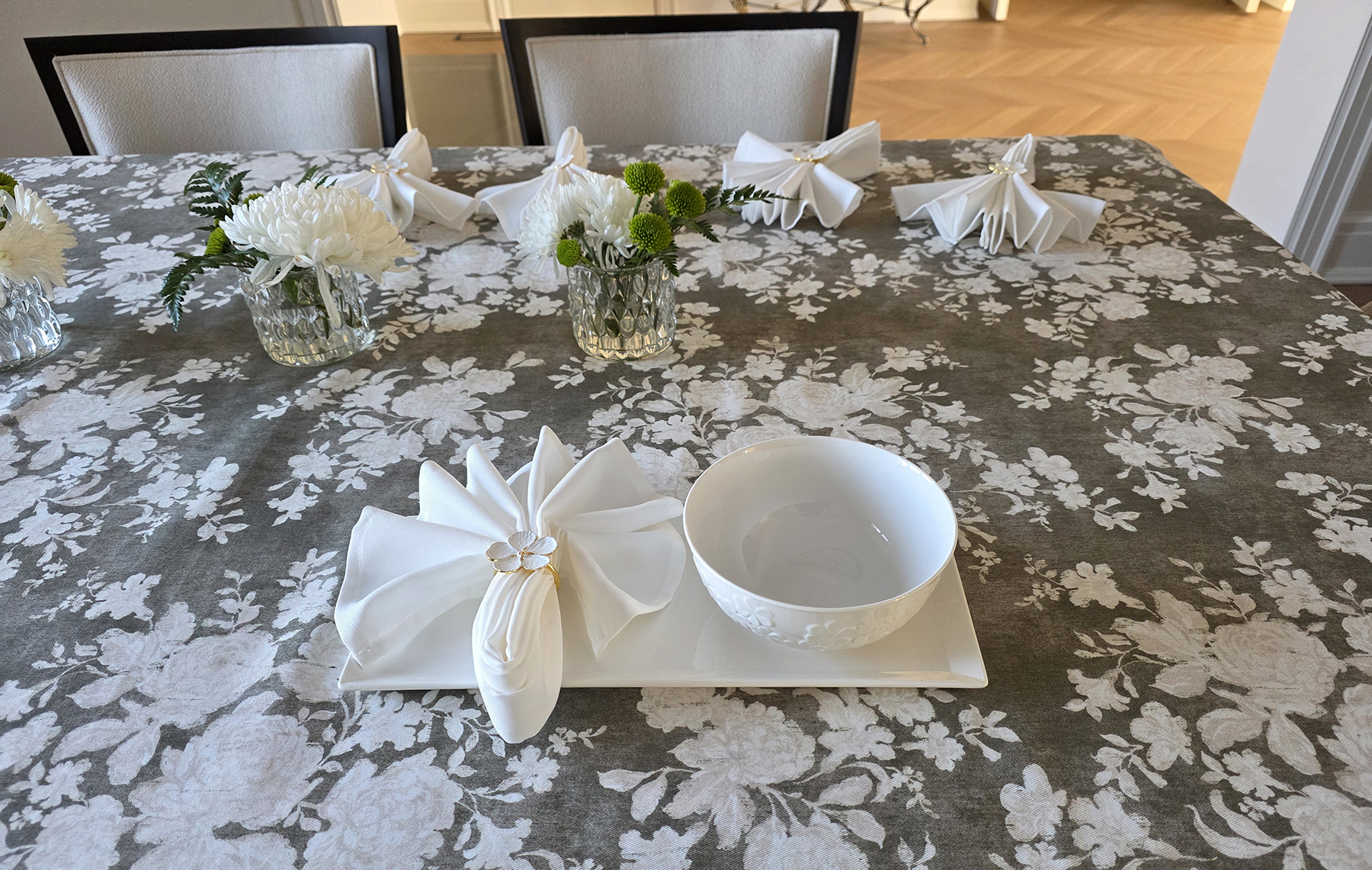 table setting for winter garden party